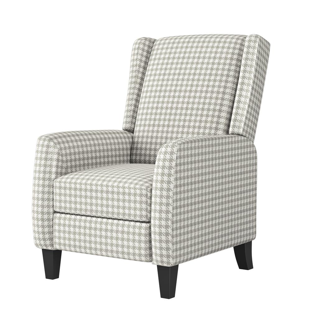 ProLounger Pushback Recliner in Grey Houndstooth Linen. Picture 3