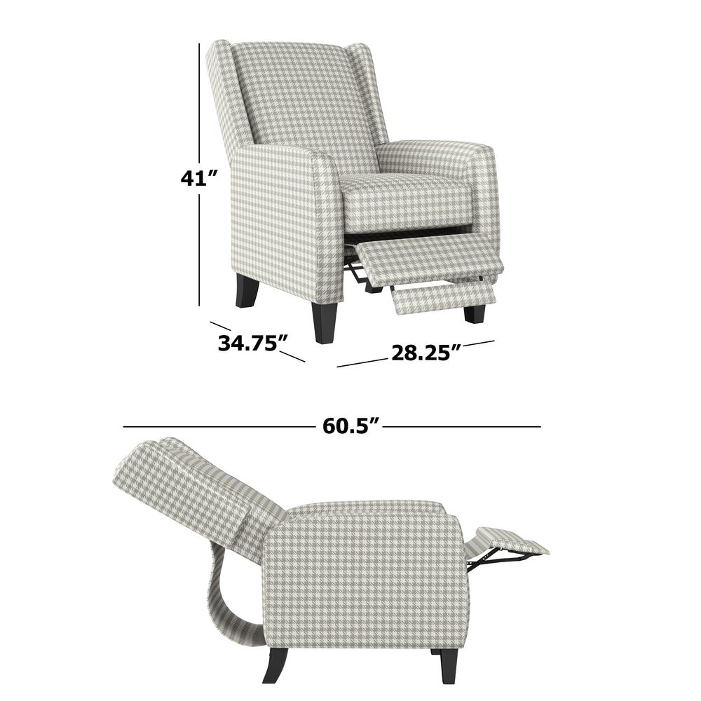 ProLounger Pushback Recliner in Grey Houndstooth Linen. Picture 7