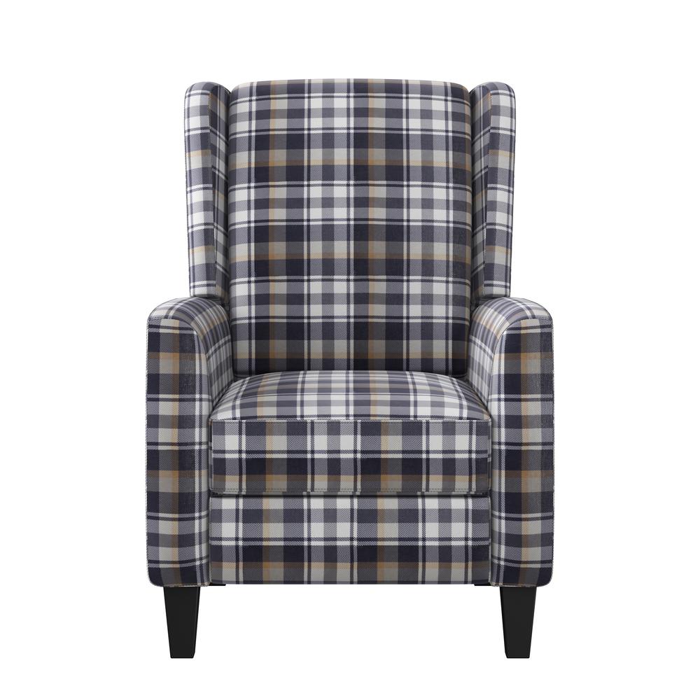 ProLounger Pushback Recliner in Plaid Grey Velvet. Picture 2