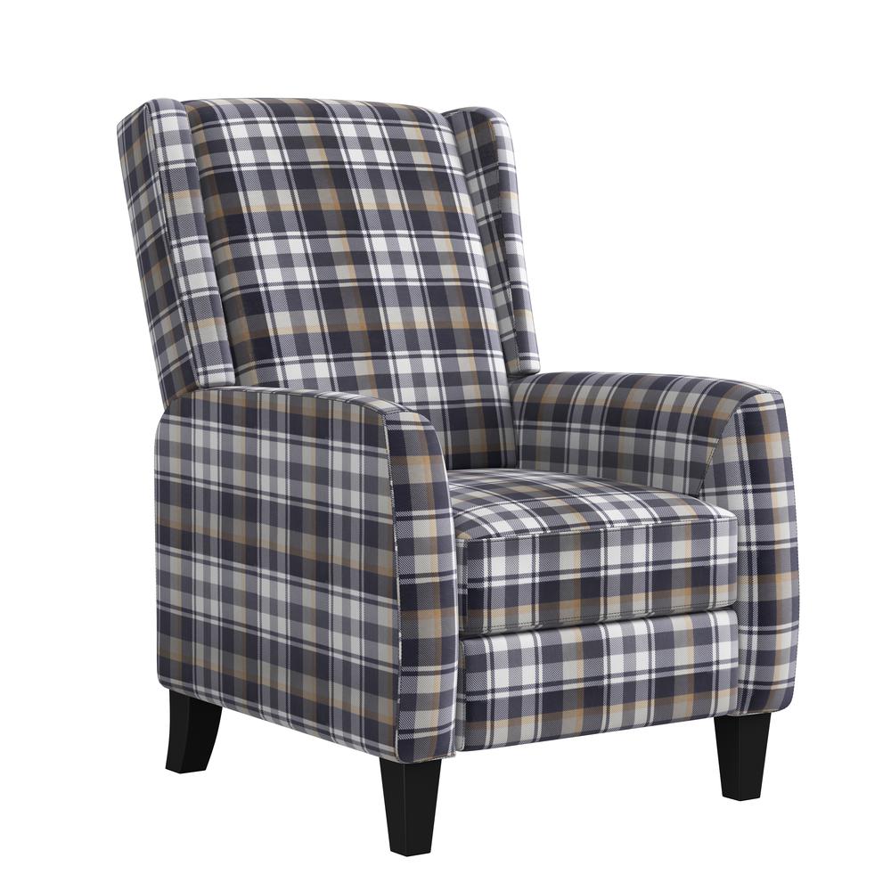 ProLounger Pushback Recliner in Plaid Grey Velvet. Picture 3