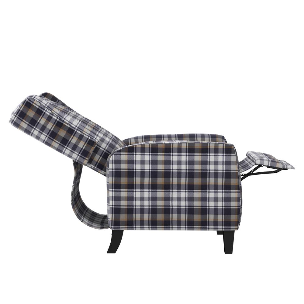 ProLounger Pushback Recliner in Plaid Grey Velvet. Picture 4