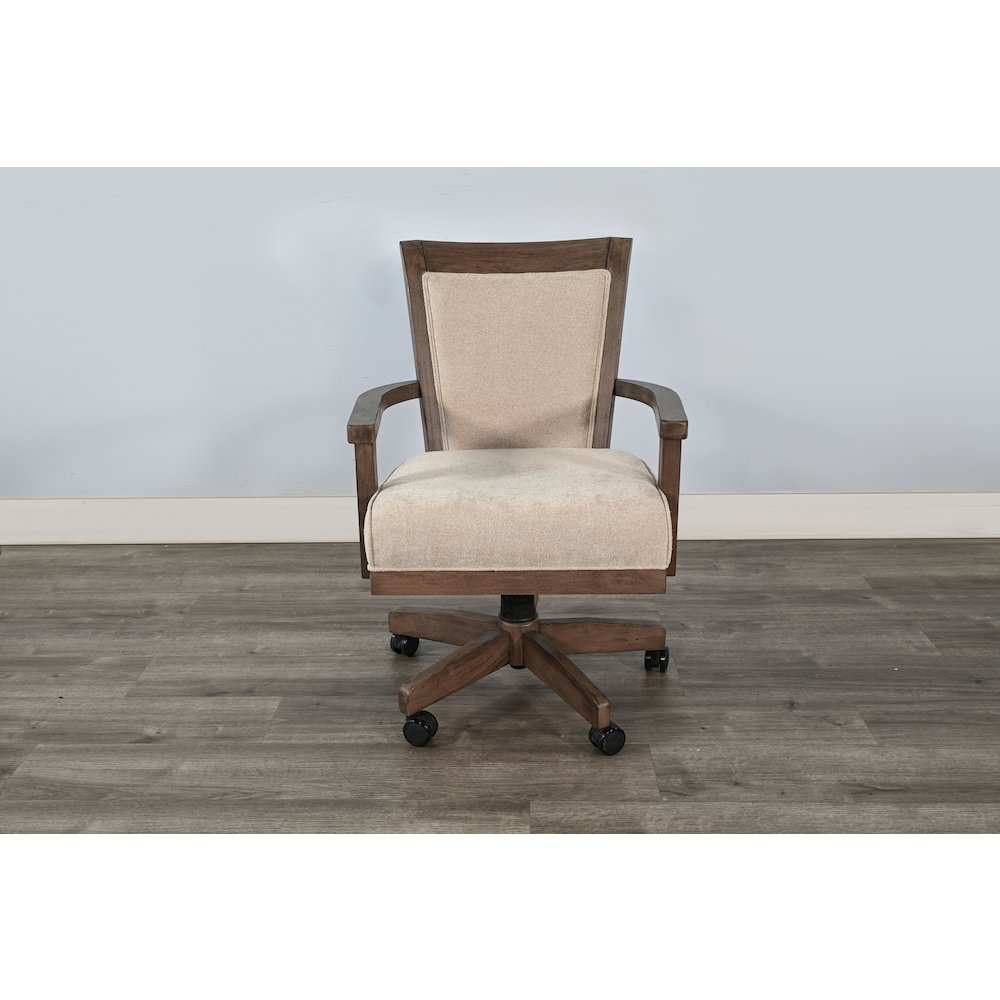 Game Chair with Casters, Beige Fabric. Picture 4