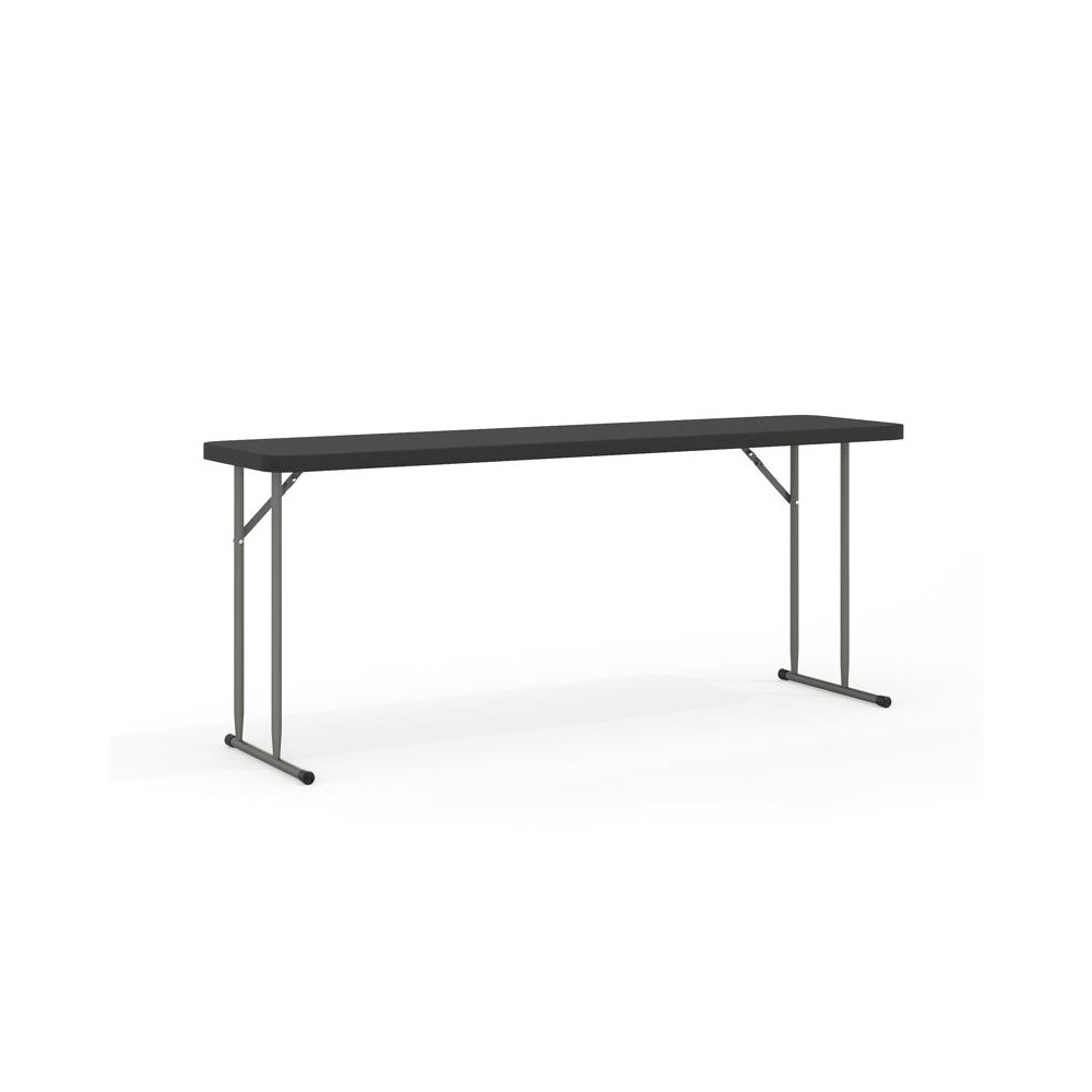 6-Foot Black Plastic Folding Training Table. Picture 1