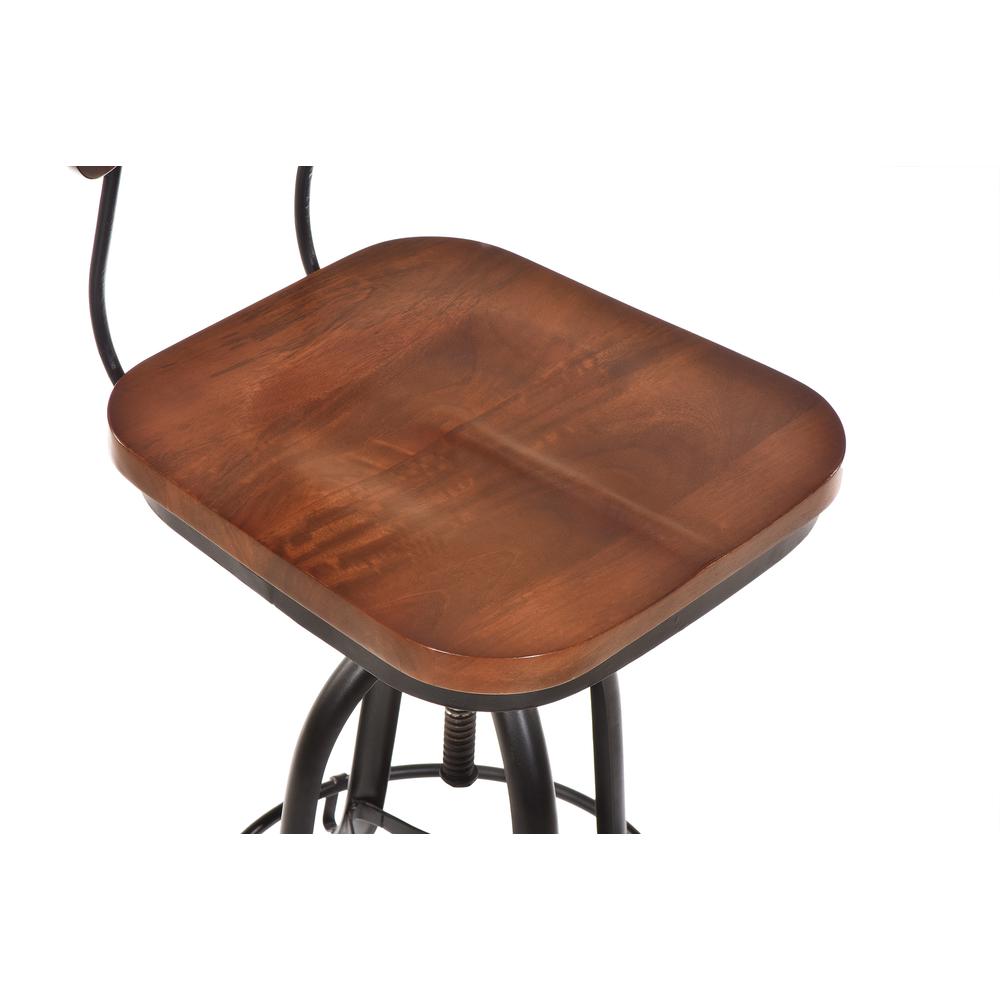 Mason Adjustable Barstool - Chestnut Seat - Black Base. Picture 5