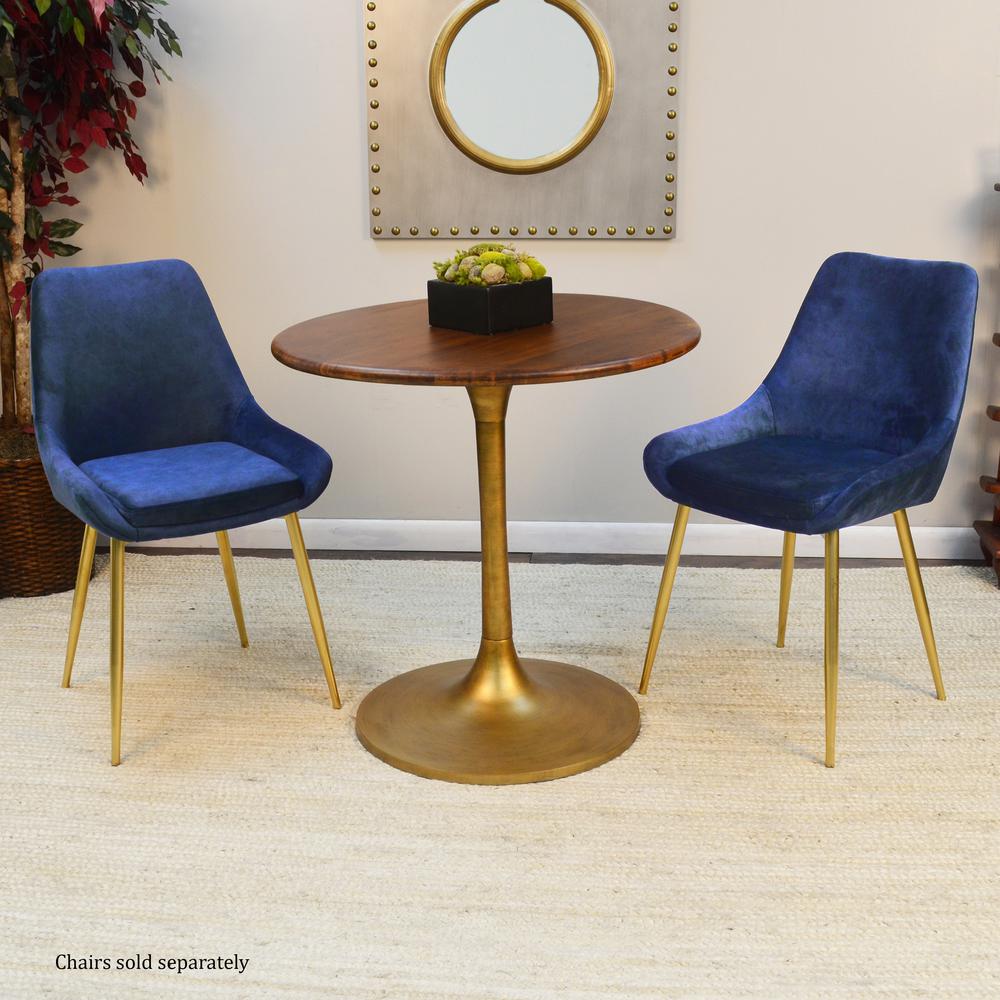 Alden Wood Top 30" Round Dining Table - Elm/Antique Gold. Picture 4