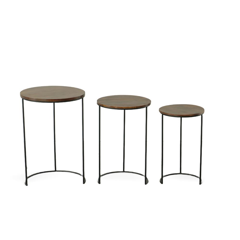 Mackintosh Round Nesting Tables - Chestnut/Black. Picture 4