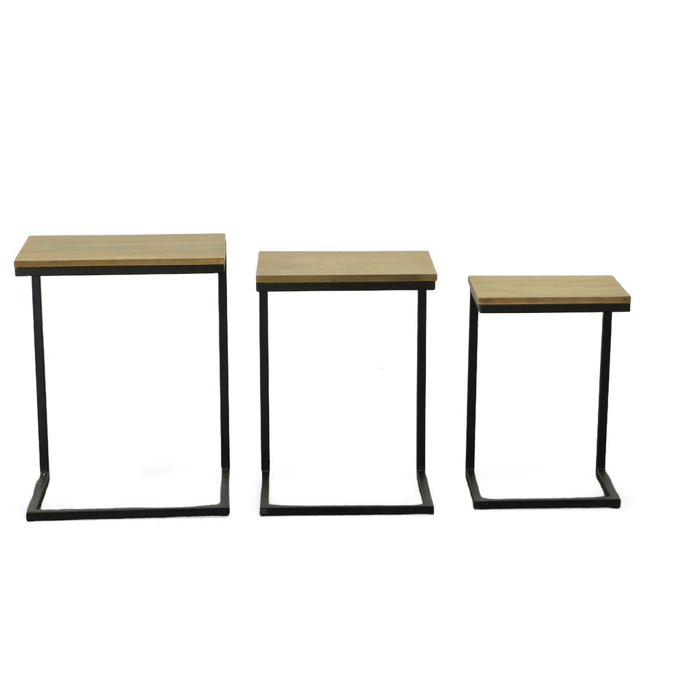 Addison Nesting Table Set - Harvest Oak Top - Aged Iron Base. Picture 4
