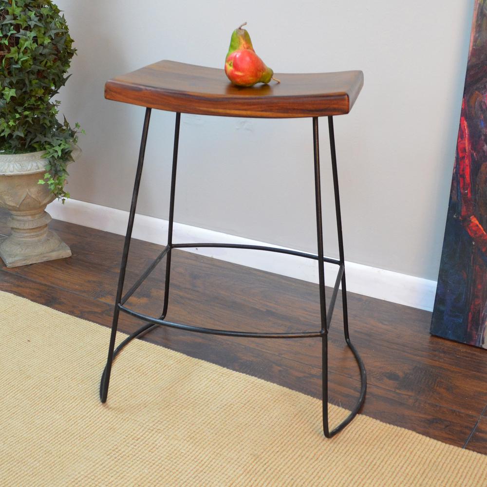 Reece 25" Saddle Seat Counter Stool - Set of 2 - Chestnut/Black. Picture 7