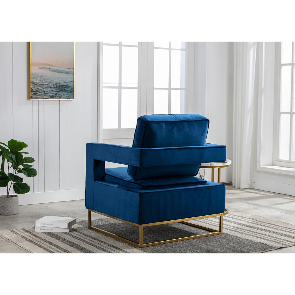 Adadon Velvet Upholstered Armchair - Navy Blue. Picture 8