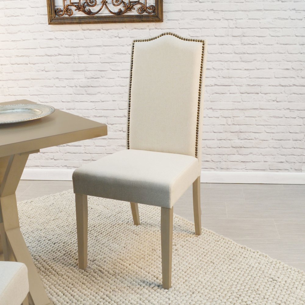 Florence Trestle Table and 4 Romero Parson Upholstered Chairs. Picture 10