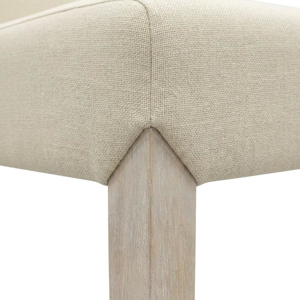 Rubberwood Parsons Dining Chair with Linen Seat, Natural Driftwood, Linen. Picture 7