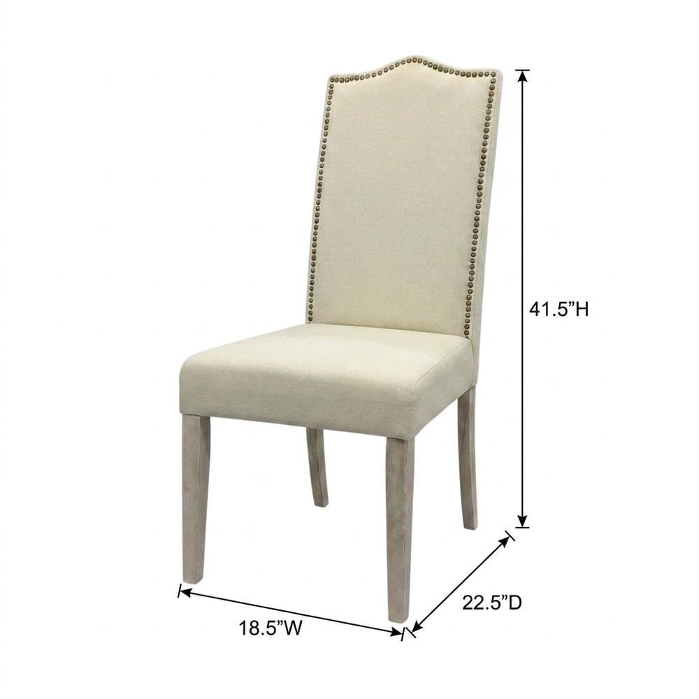 Rubberwood Parsons Dining Chair with Linen Seat, Natural Driftwood, Linen. Picture 5