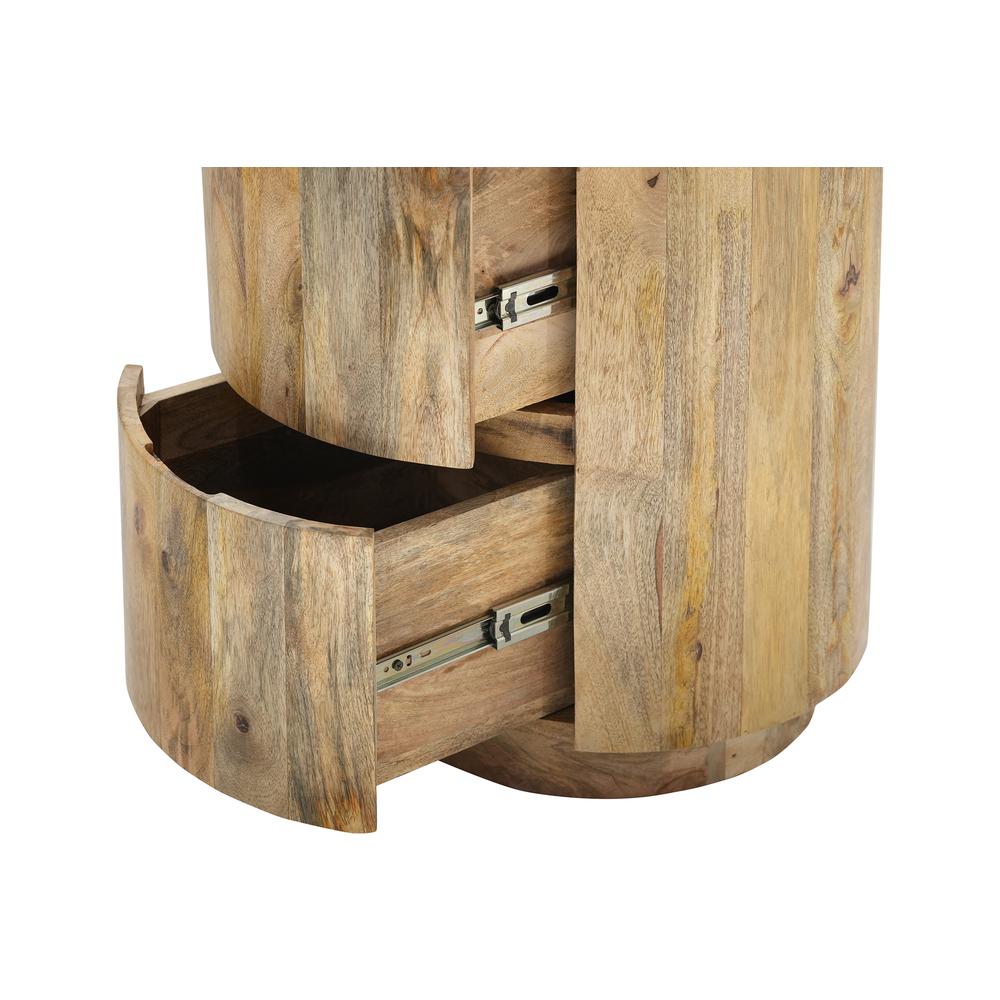 Kingston 2-Drawer 18" Round Nightstand - Natural. Picture 5