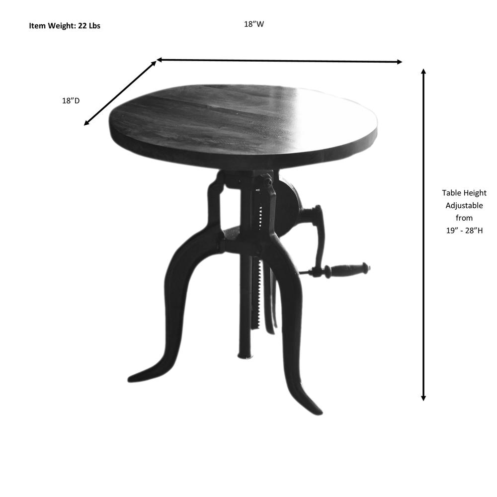 Regan Adjustable Accent Table - Elm Top - Gold Base. Picture 6