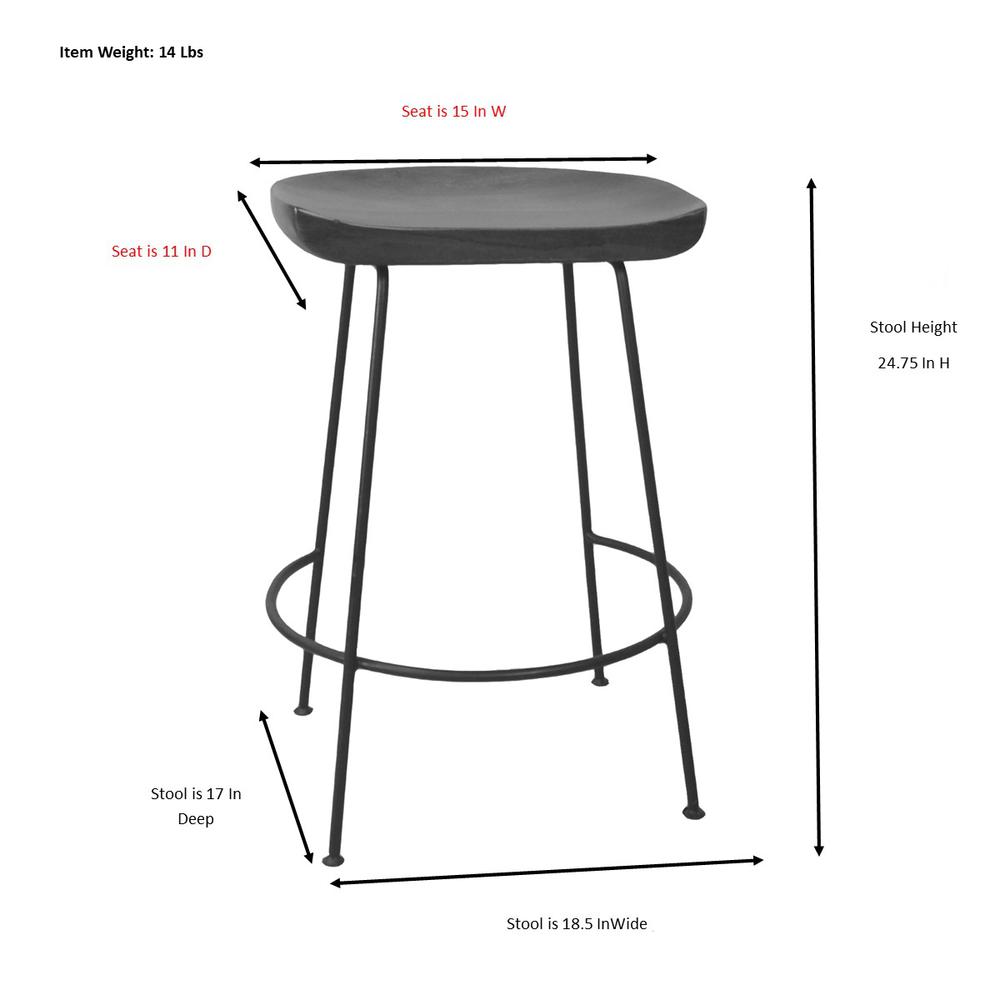 Saga 25" Counter Stool - Set of 2 - Natural Seat - Black Base. Picture 9