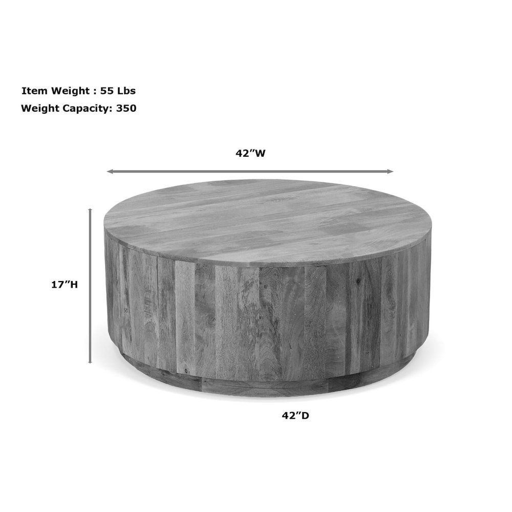 Tamia 42" Round Wooden Coffee Table - Natural. Picture 7