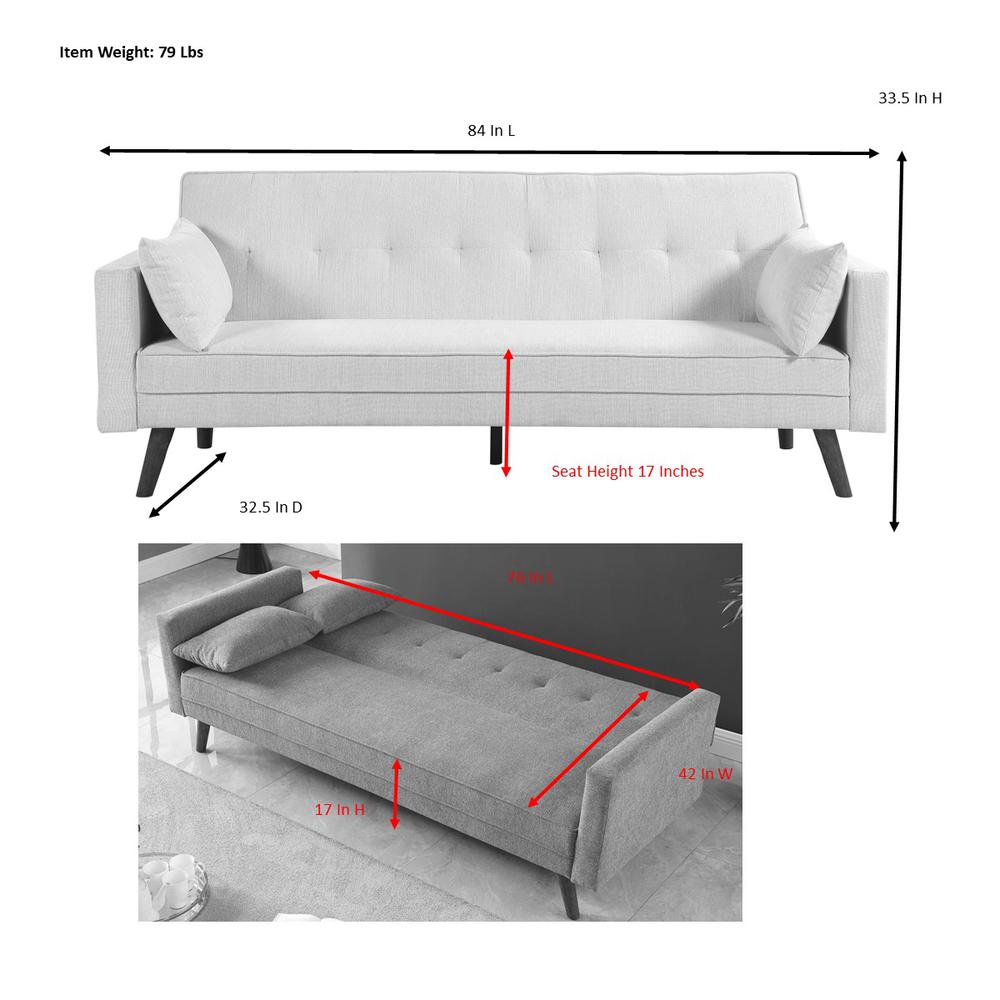 Evelina Convertible Sleeper Sofa - Gray. Picture 3