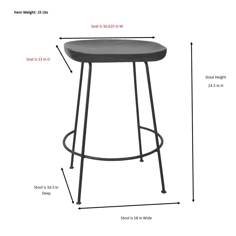 Diya 24.5" Counter Stool - Set of 2 - Natural Seat - Black Base. Picture 11