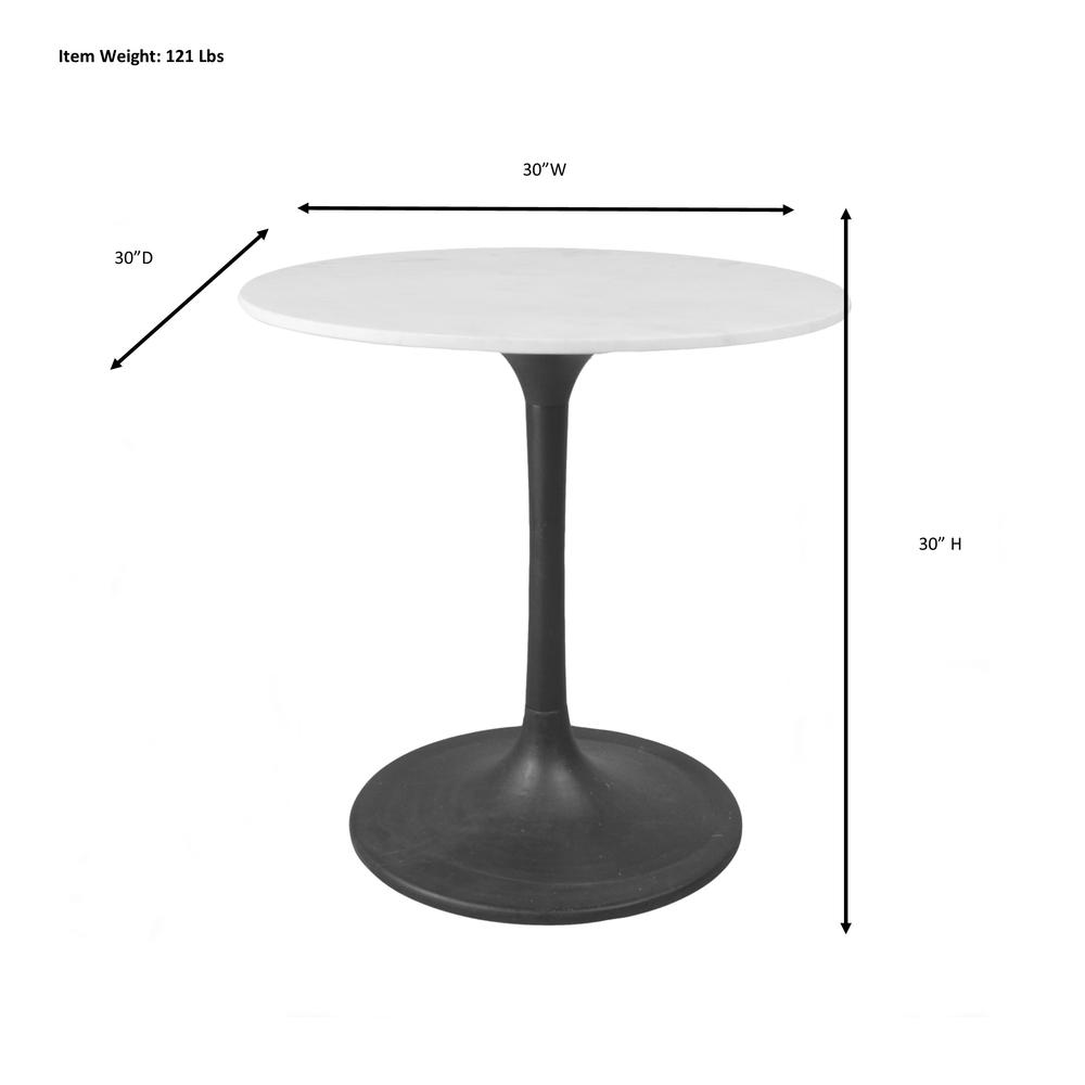 Enzo 30" Round Marble Top Dining Table - White Top - White Base. Picture 3