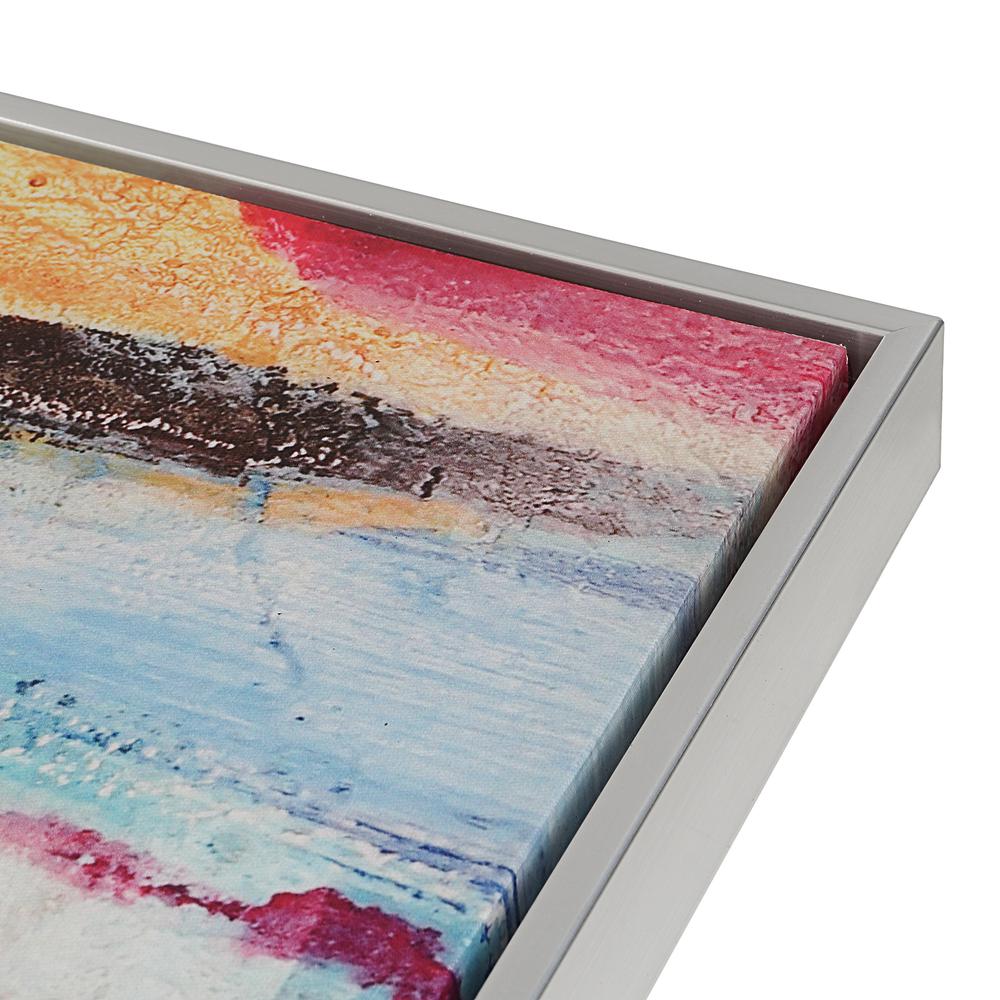 Rainy Forest Abstract Wall Art - Large - Multicolor - Silver Frame. Picture 2