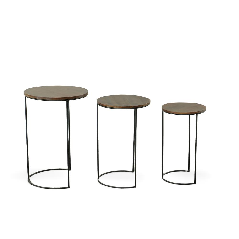 Mackintosh Round Nesting Tables - Chestnut/Black. Picture 3