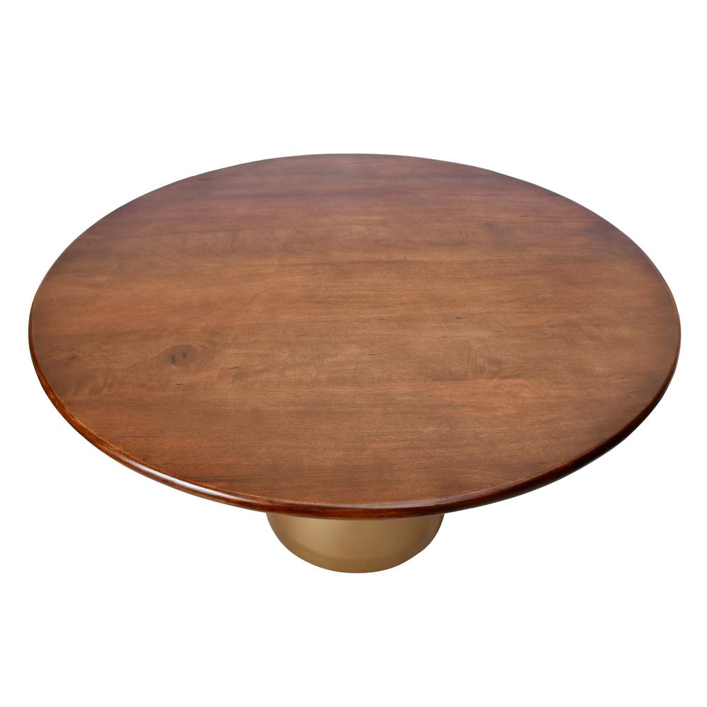 Gio 48" Pedestal Dining Table - Elm/Gold. Picture 1