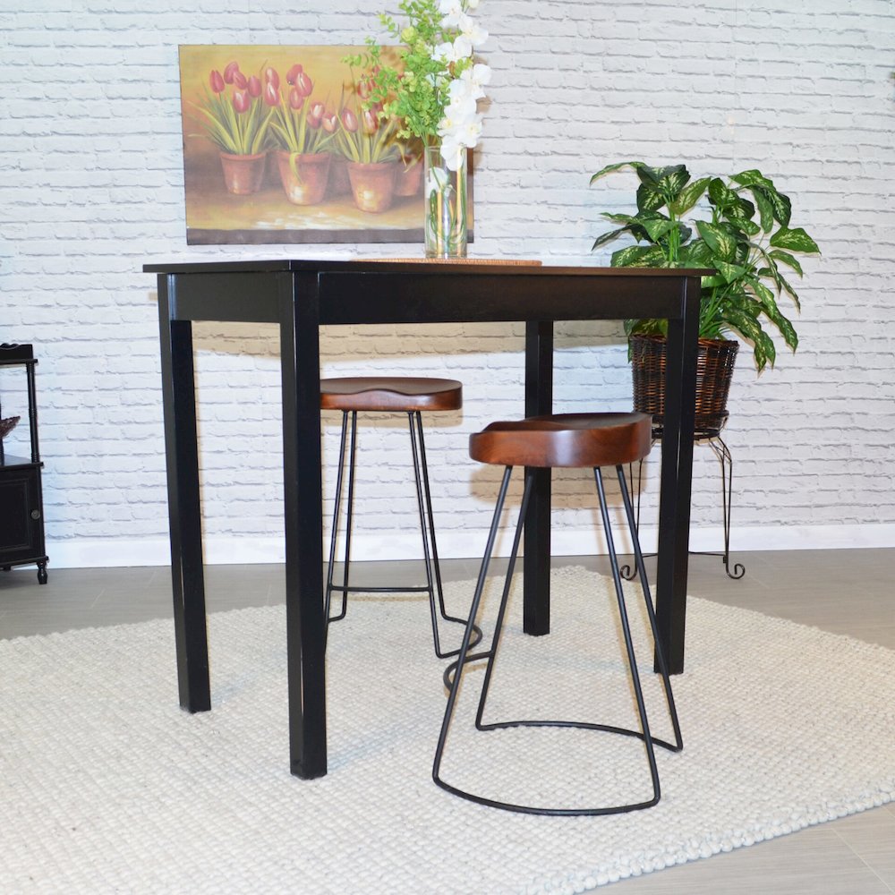 Tavern Pub Bar with 2 Counter Stools - Antique Black and Chestnut. Picture 4