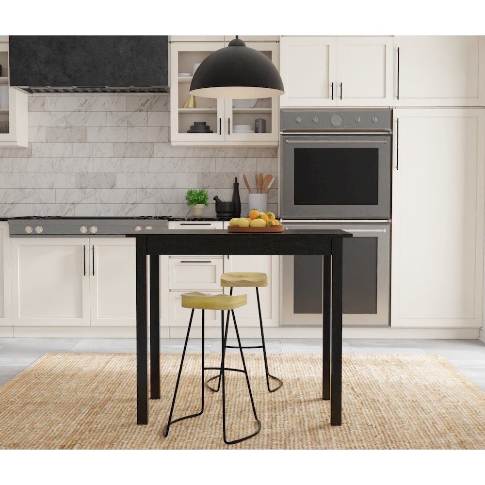 Tavern Pub Bar with 2 Counter Stools - Antique Black and Natural Mango. Picture 4