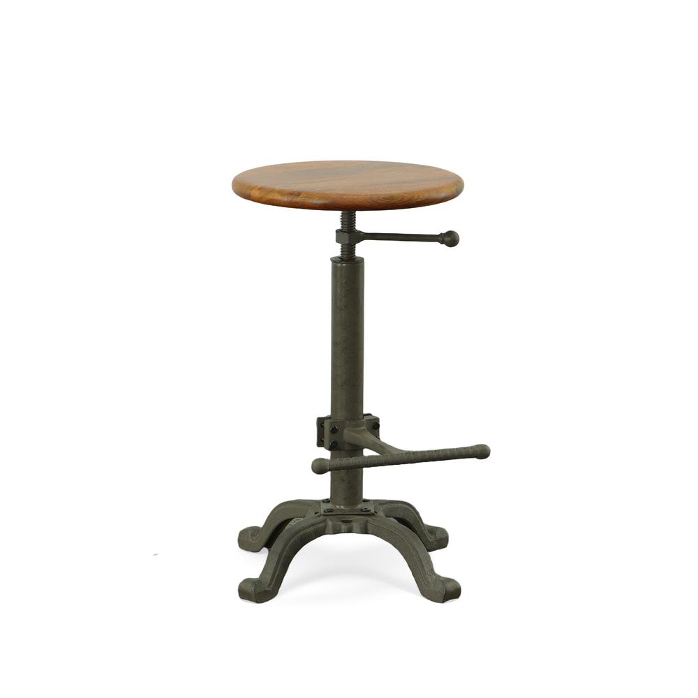 Justin Adjustable Barstool - Chestnut Seat - Industrial Base. Picture 2