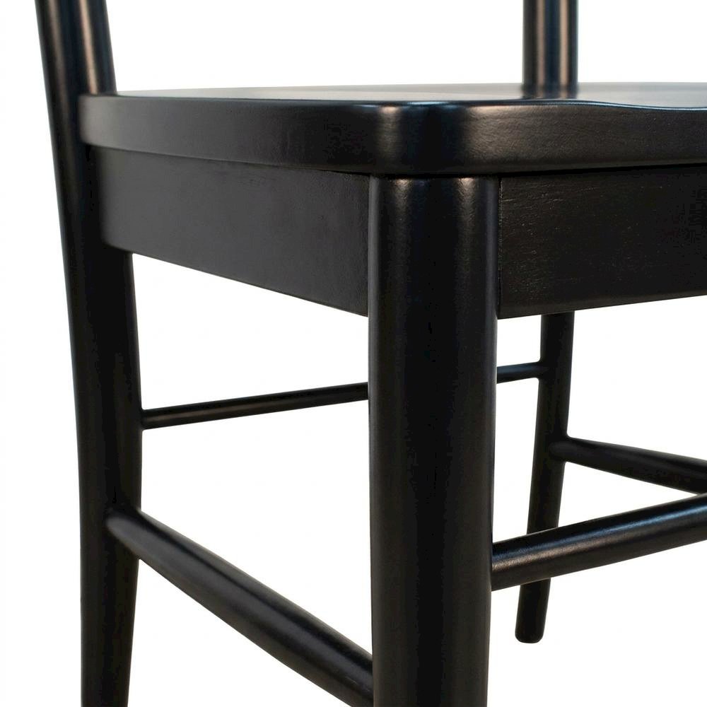 Rubberwood Farmhouse Dining Chair with Ladder Back, Antique Black. Picture 7