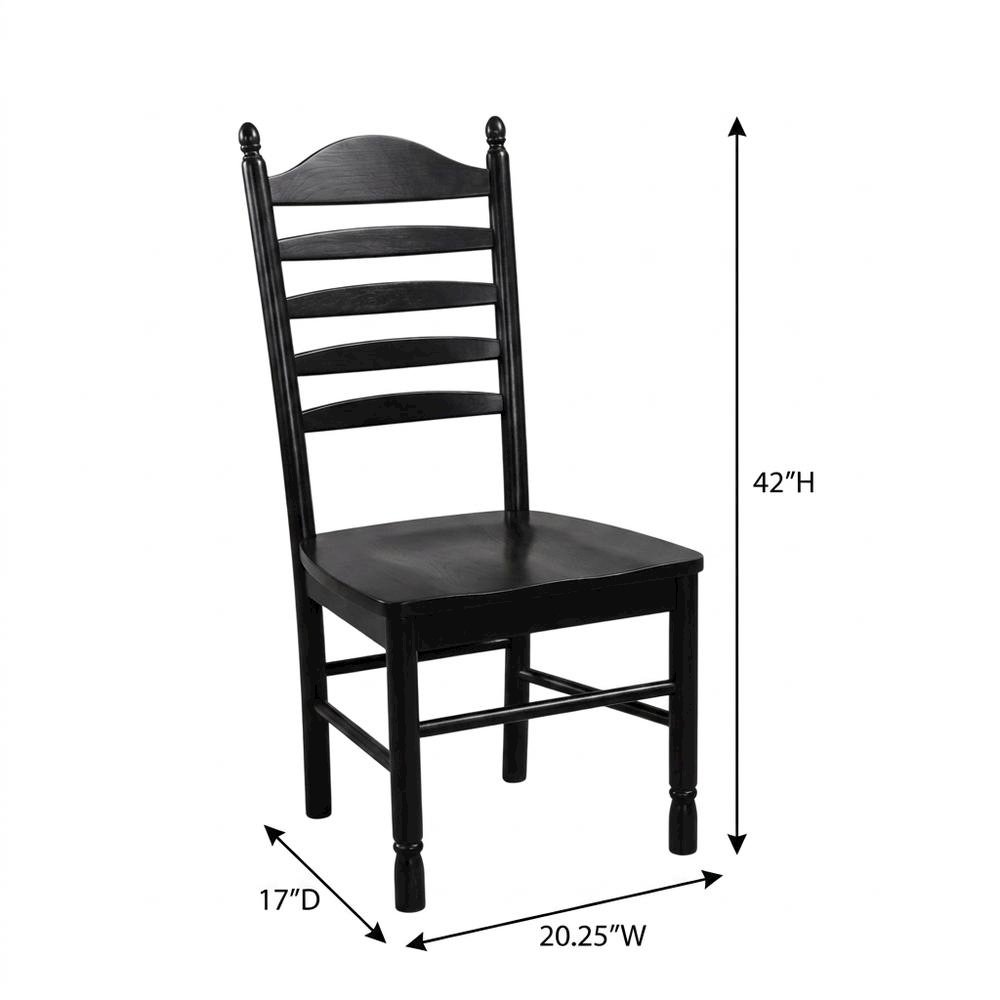 Rubberwood Farmhouse Dining Chair with Ladder Back, Antique Black. Picture 5