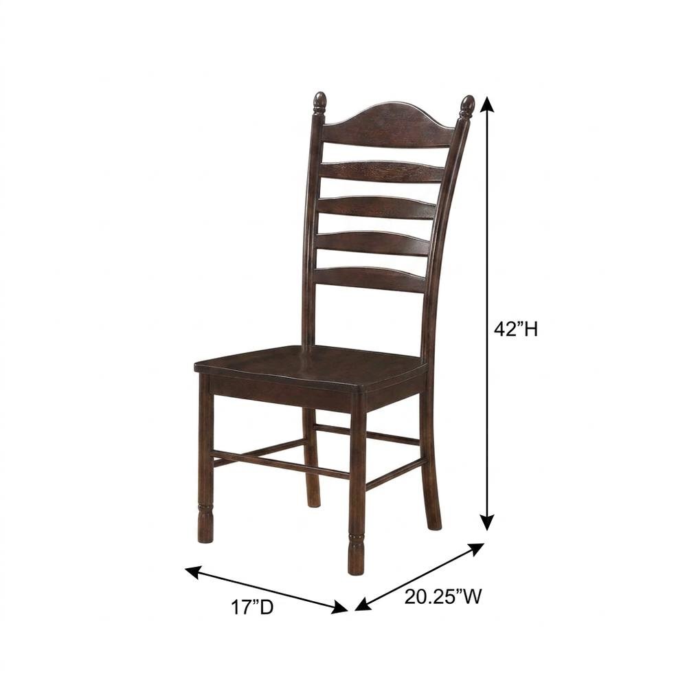 Rubberwood Farmhouse Dining Chair with Ladder Back for Dining Room, Espresso. Picture 5