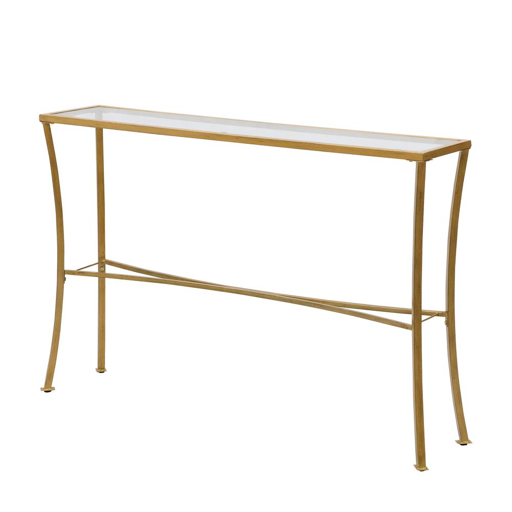 Palin Glass Top Console Table - Antique Gold. Picture 1