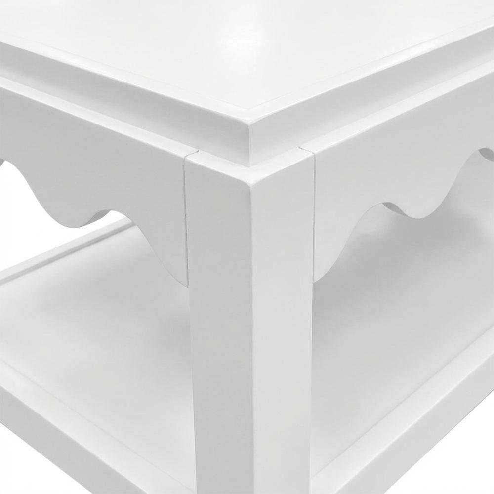 Rectangular Mango Wood Coffee Table with Lower Shelf in White Finish. Picture 6