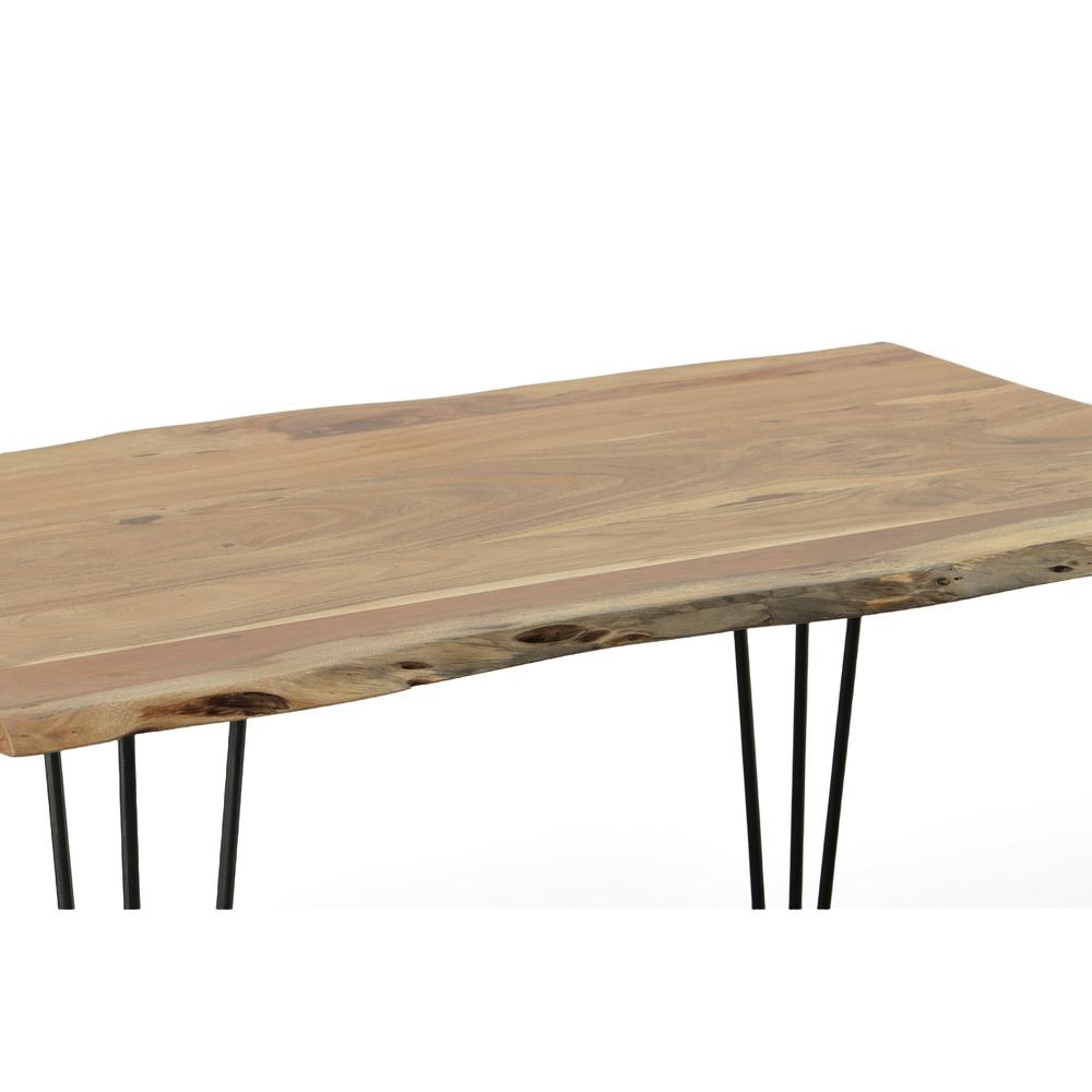 Seti Live Edge Dining Table - Natural Top - Black Base. Picture 4