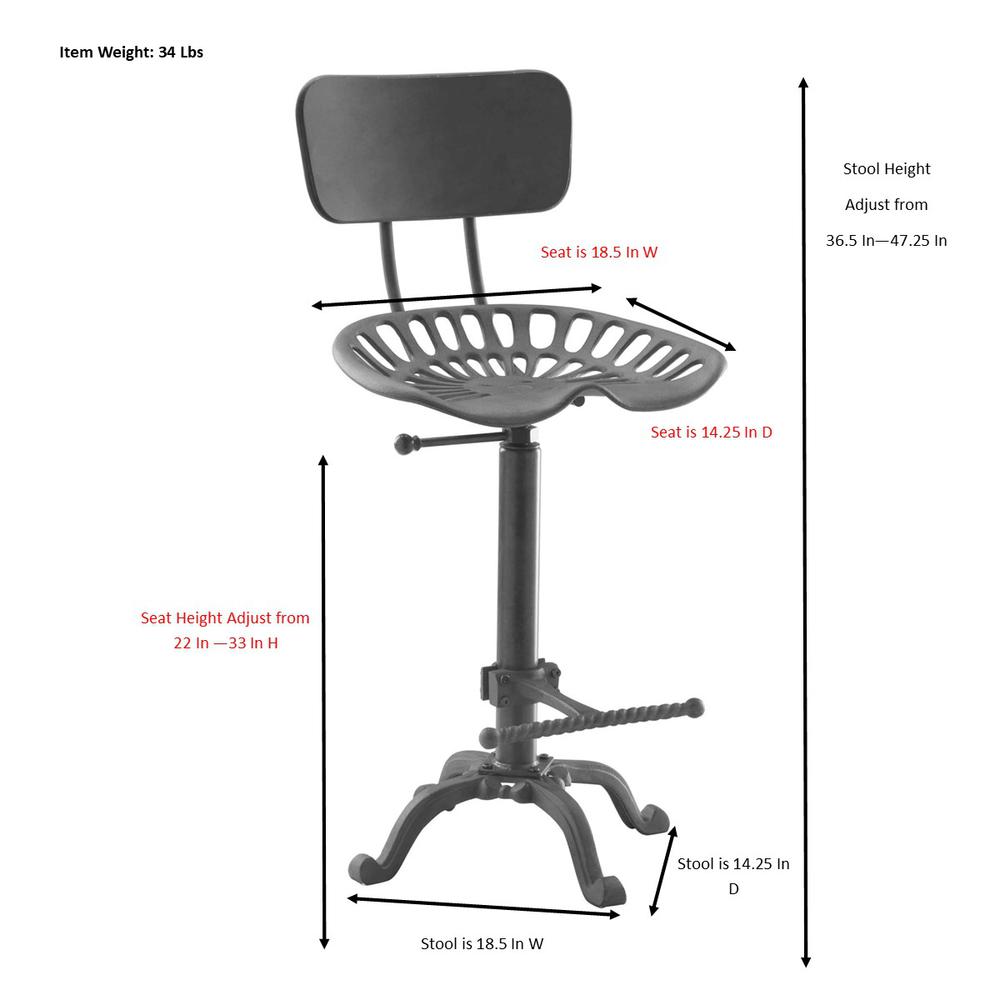 August Tractor Seat Barstool with Back - Red. Picture 7