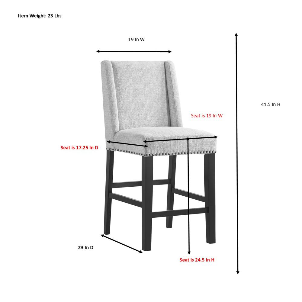 Upholstered 24" Counter Stool - Set of 2 - Natural Driftwood - Fawn Upholstery. Picture 6