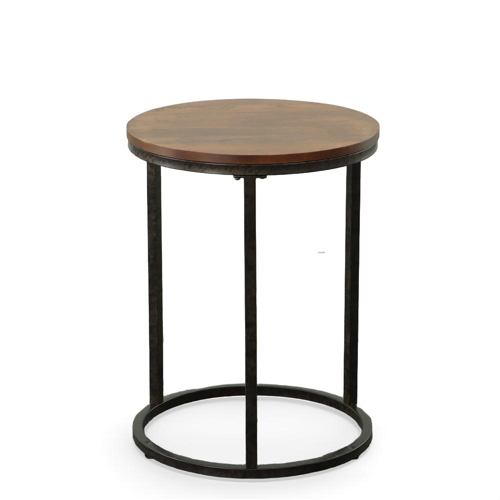 Orson 18" Round Top Accent Table - Chestnut/Industrial. Picture 2