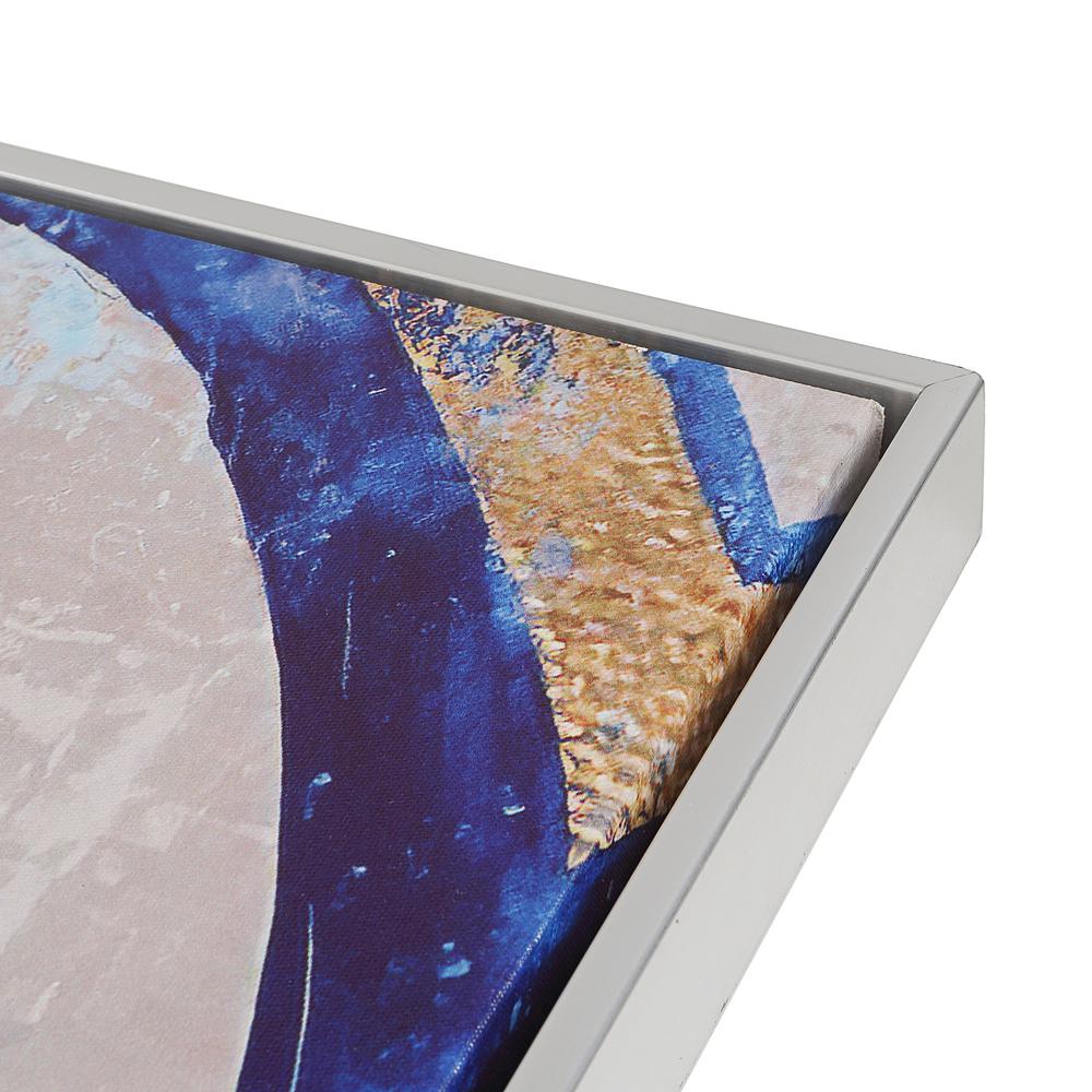 Circle Abstract Wall Art - Blue/Silver - Silver Frame - Medium. Picture 2