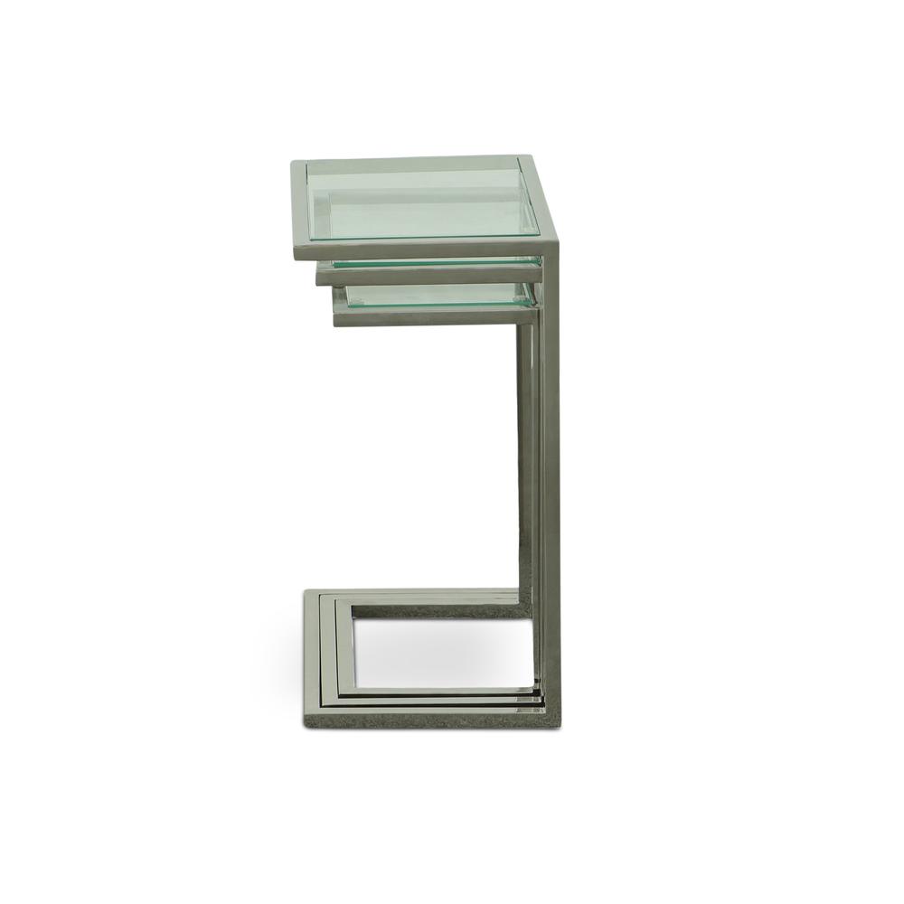 Addison Nesting Table Set - Glass Top - Chrome Base. Picture 5