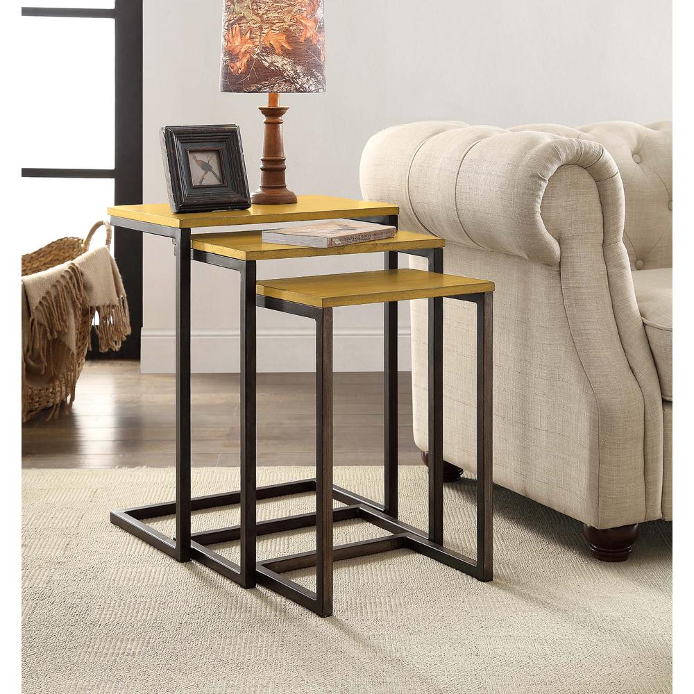 Addison Nesting Table Set - Harvest Oak Top - Aged Iron Base. Picture 9