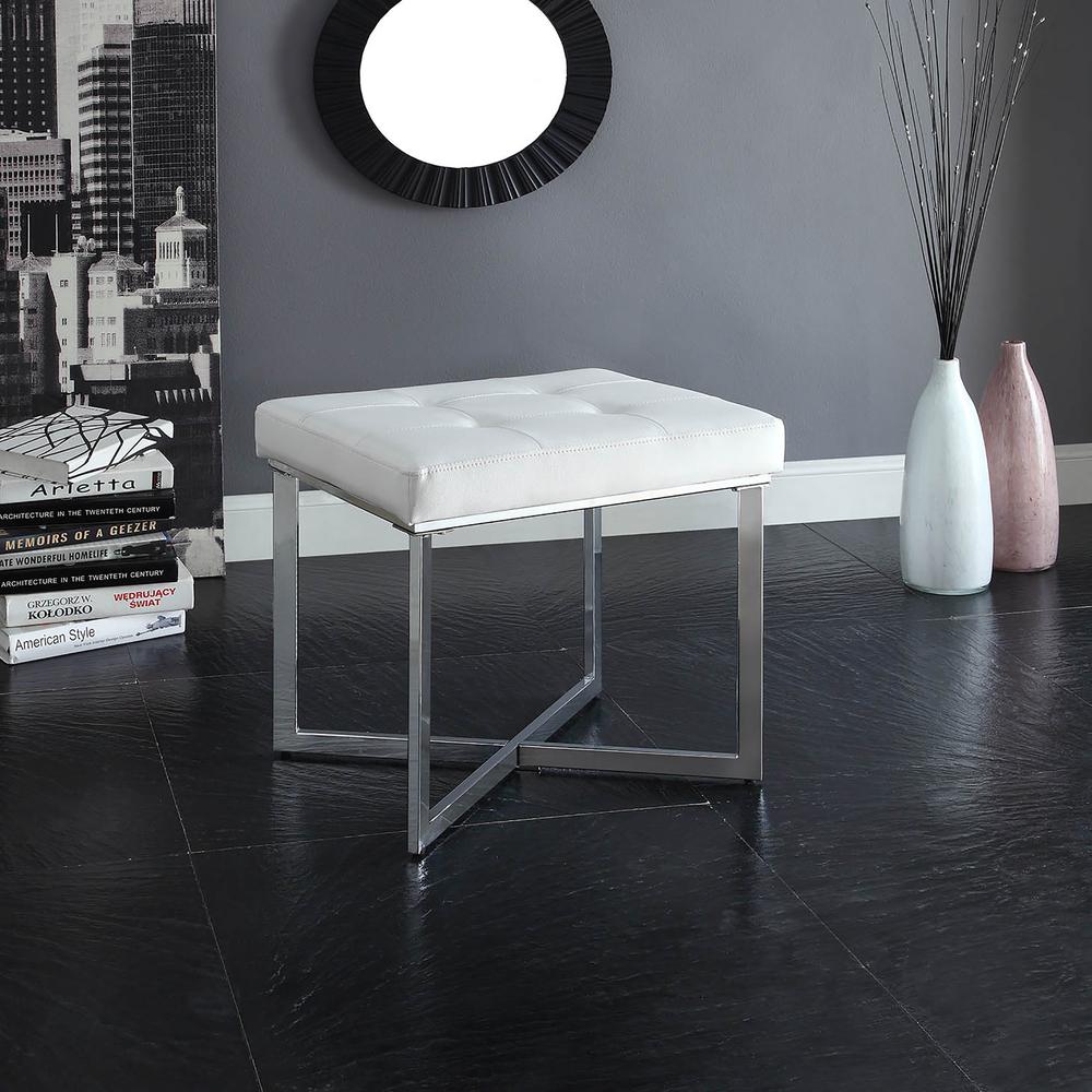 Summer Vanity Bench - White/Chrome. Picture 5