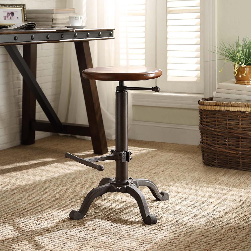 Justin Adjustable Barstool - Chestnut Seat - Industrial Base. Picture 6