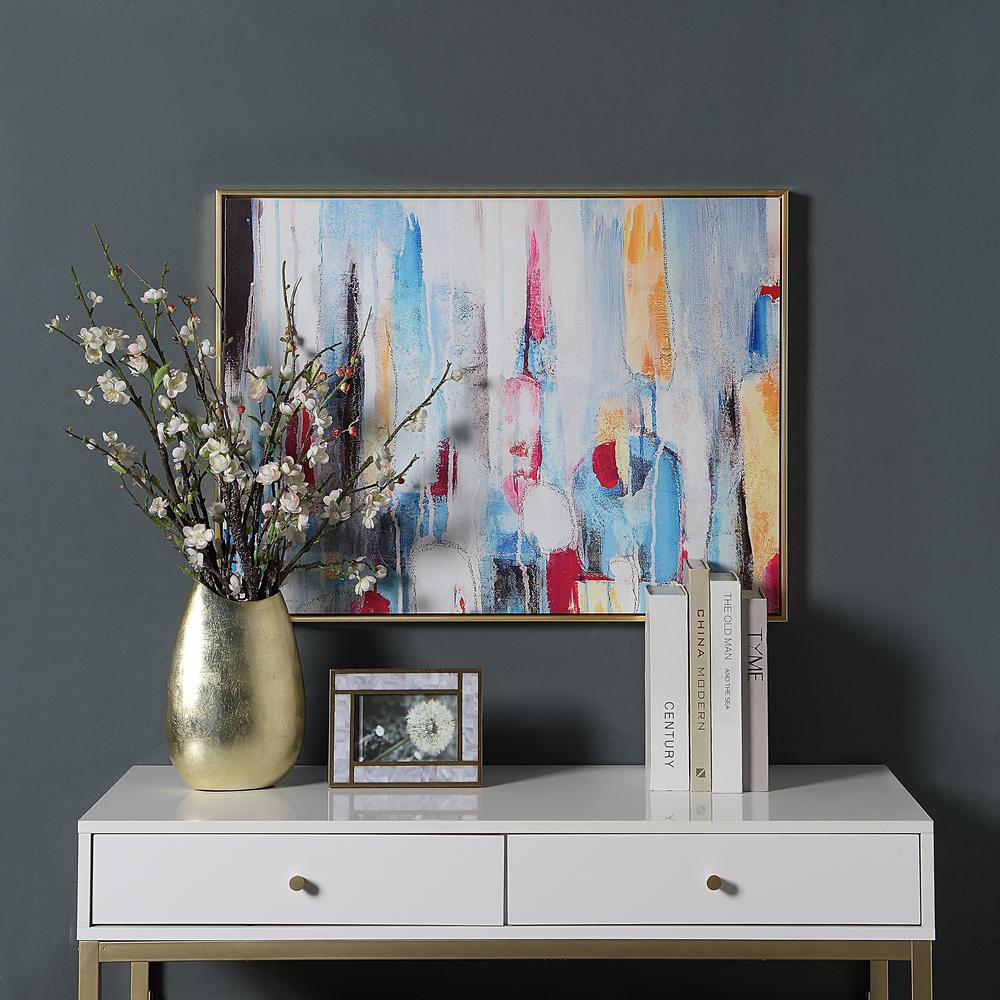 Rainy Forest Abstract Wall Art - Small - Multicolor - Gold Frame. Picture 3