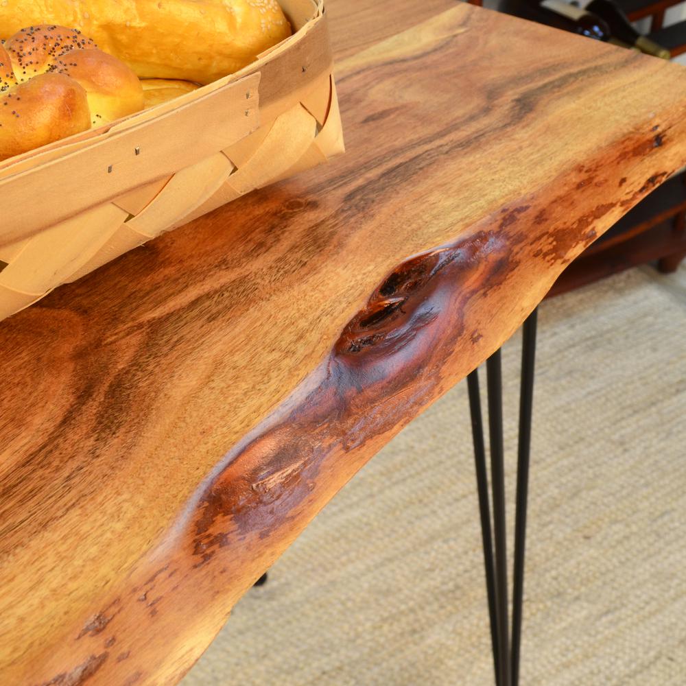 Seti Live Edge Bar Table - Natural Top - Black Base. Picture 5