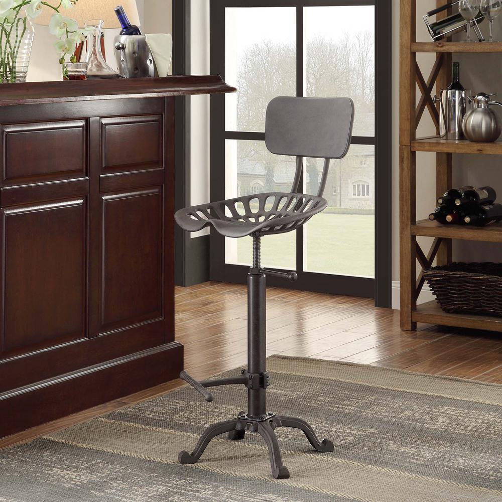 August Tractor Seat Barstool with Back - Industrial. Picture 9