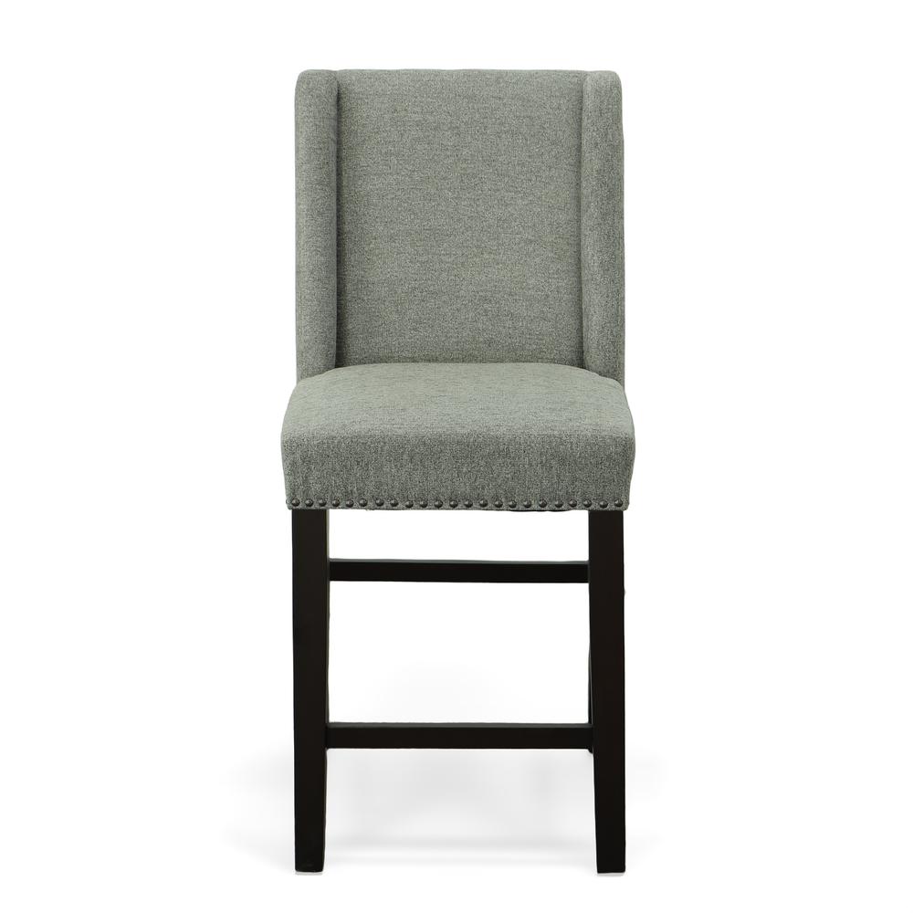 Upholstered 24" Counter Stool - Set of 2 - Espresso - Charcoal Upholstery. Picture 2