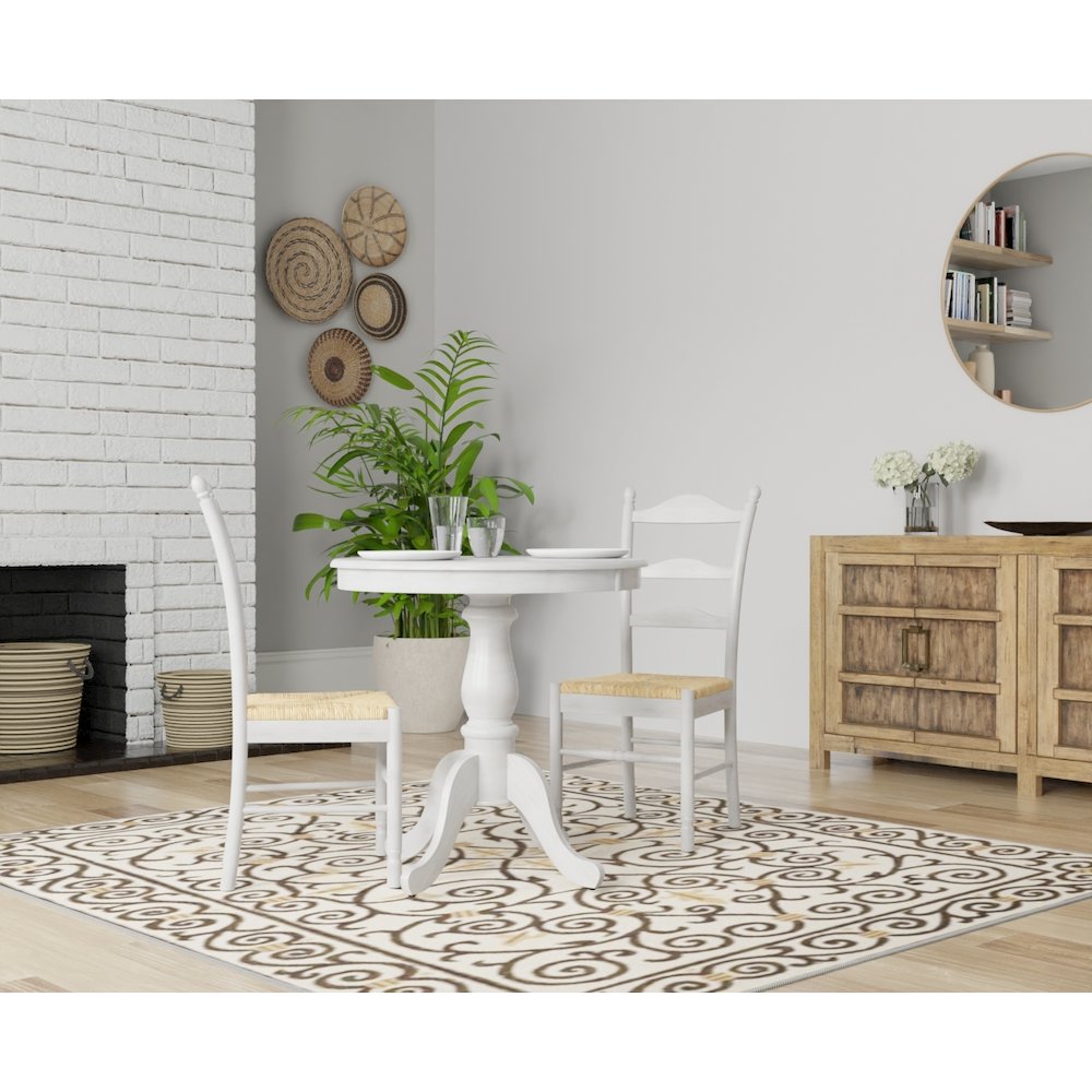 Fairview 30" Pedestal Dining Table with 2 Vera Dining Chairs - Whitewash. Picture 4