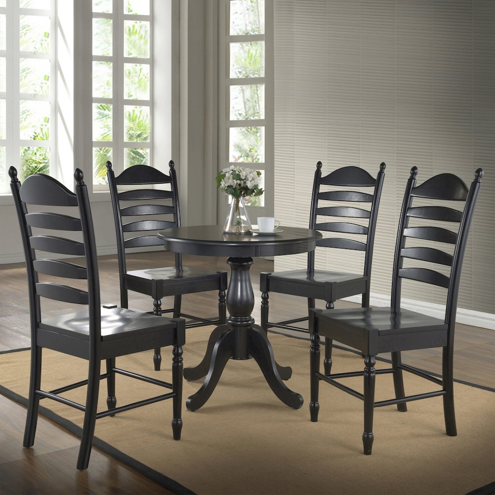 Fairview 36" Pedestal Dining Table with 4 Whitman Dining Chairs - Antique Black. Picture 2
