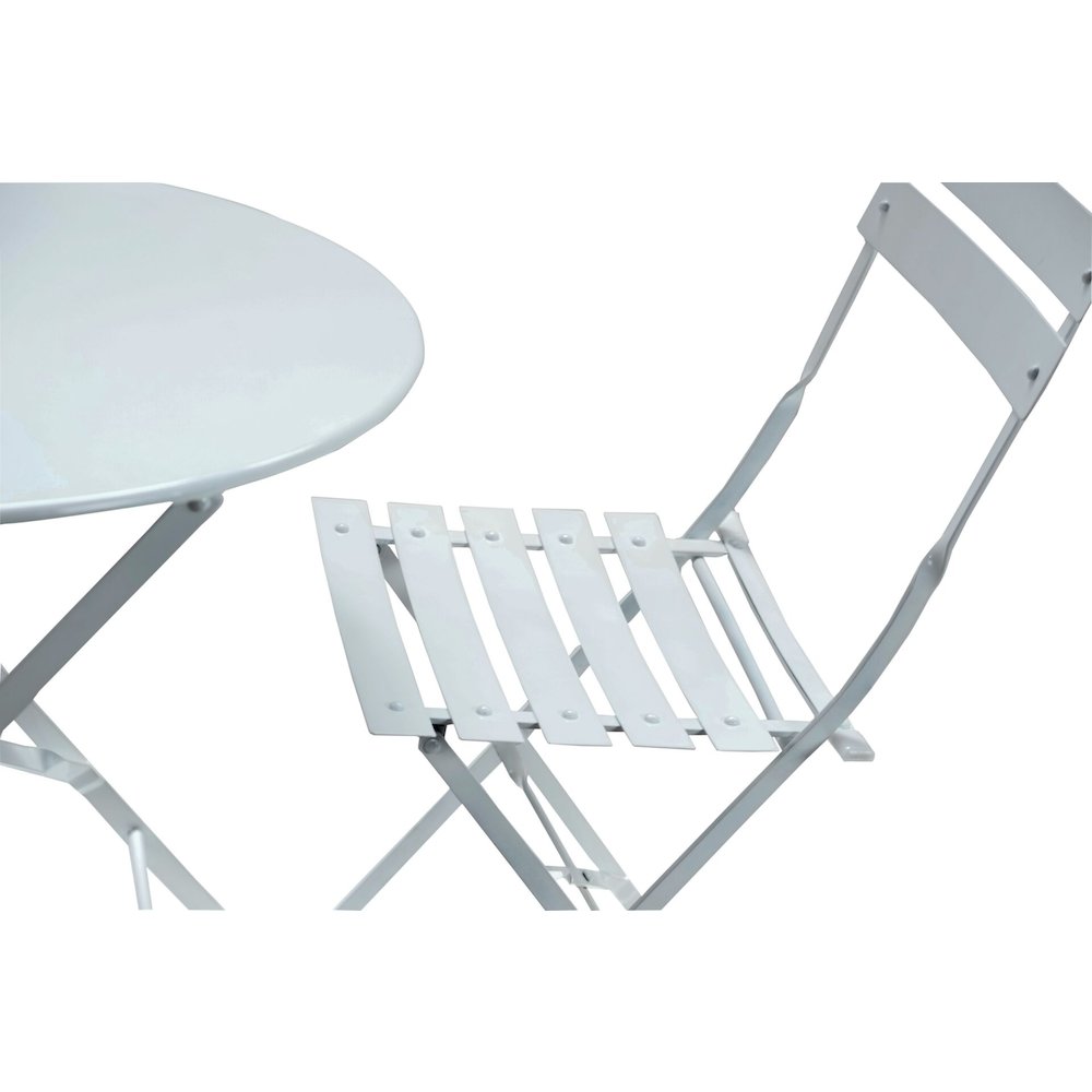 Bistro 30" Round Table Outdoor Set - Set of 3 - White. Picture 2